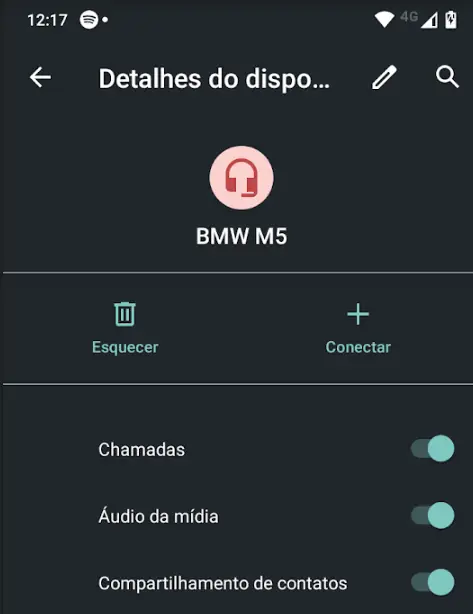 ativar audio de midia no gerenciador de bluetooth