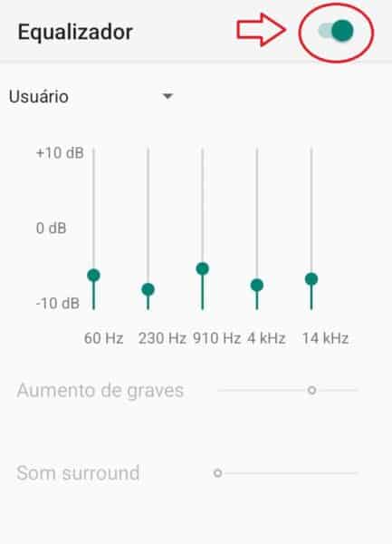 equalizador impedindo aumentar o volume da caixa de som bluetooth