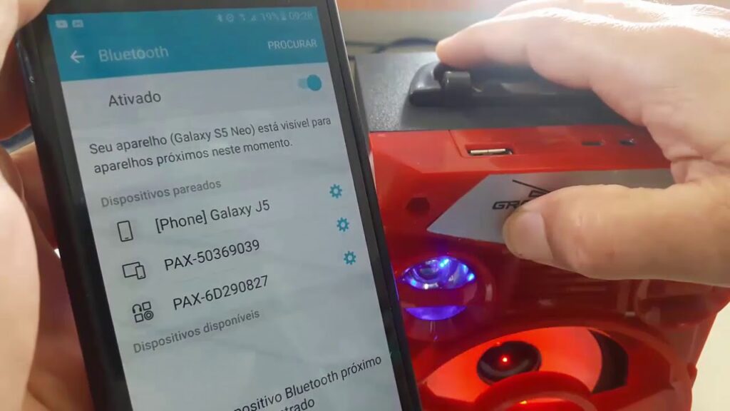 conectar a caixa de som Bluetooth